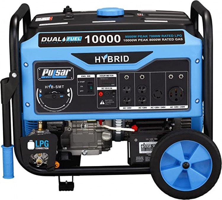 Pulsar PG10000B16 Portable Dual Fuel Generator-8000 Rated 10